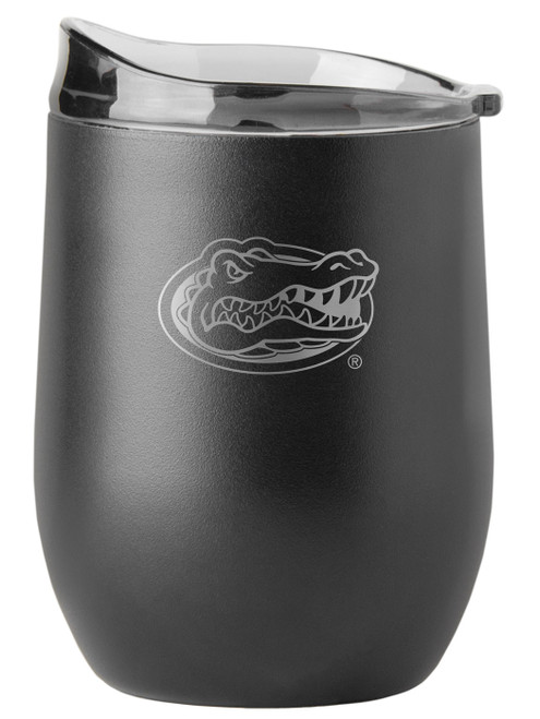 Florida Gators 16 oz. Powder Coat Black Etch Curved Beverage Glass