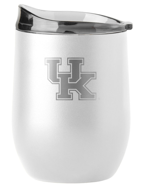 Kentucky Wildcats 16 oz. Powder Coat White Etch Curved Beverage Glass