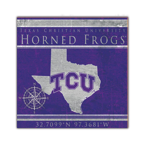 Texas Christian Horned Frogs Coordinates 10" x 10" Sign