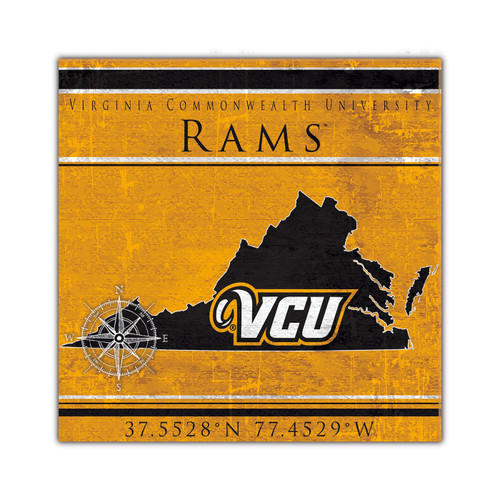 Virginia Commonwealth Rams Coordinates 10" x 10" Sign
