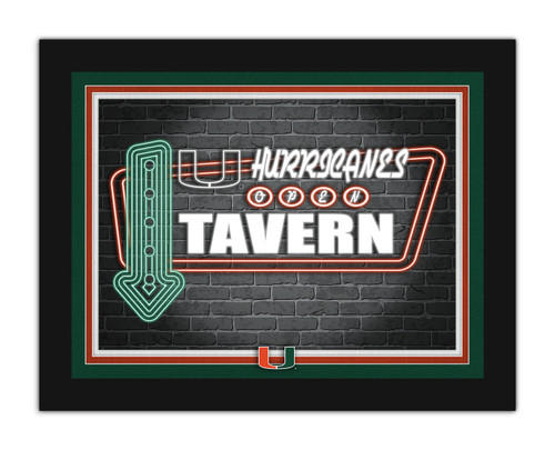 Miami Hurricanes Neon Tavern 12" x 16" Framed Wall Art