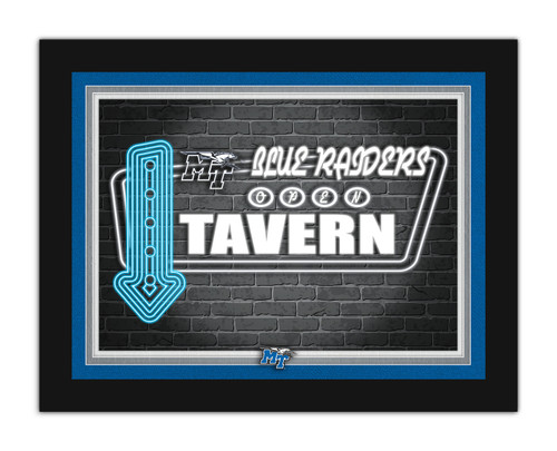 Middle Tennessee State Blue Raiders Neon Tavern 12" x 16" Framed Wall Art