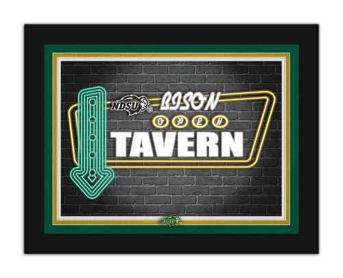 North Dakota State Bison Neon Tavern 12" x 16" Framed Wall Art