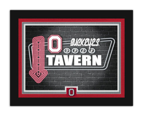 Ohio State Buckeyes Neon Tavern 12" x 16" Framed Wall Art