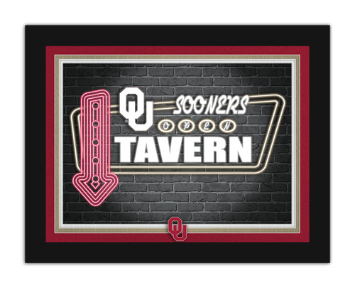 Oklahoma Sooners Neon Tavern 12" x 16" Framed Wall Art