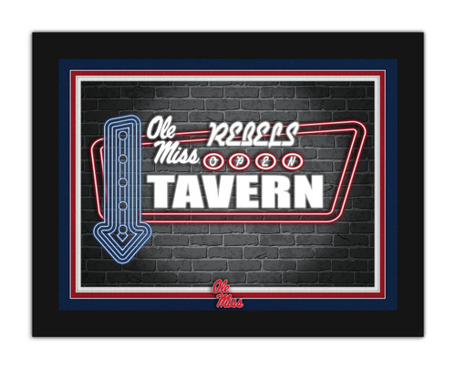 Mississippi Rebels Neon Tavern 12" x 16" Framed Wall Art