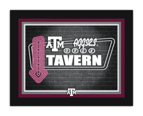 Texas A&M Aggies Neon Tavern 12" x 16" Framed Wall Art