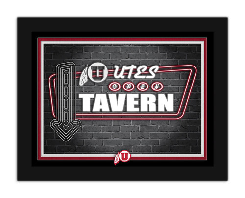 Utah Utes Neon Tavern 12" x 16" Framed Wall Art