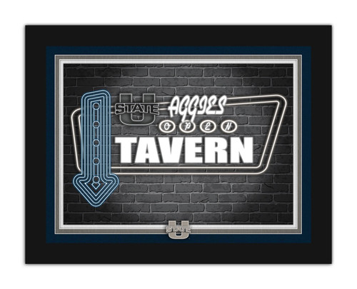 Utah State Aggies Neon Tavern 12" x 16" Framed Wall Art