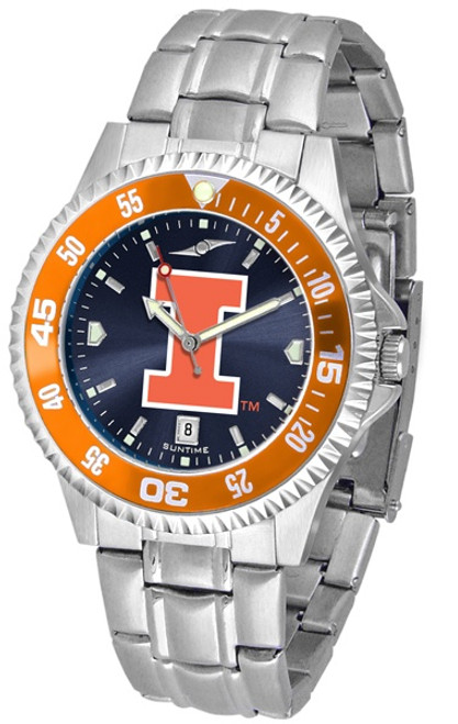 Illinois Fighting Illini Competitor Steel AnoChrome Color Bezel Men's Watch