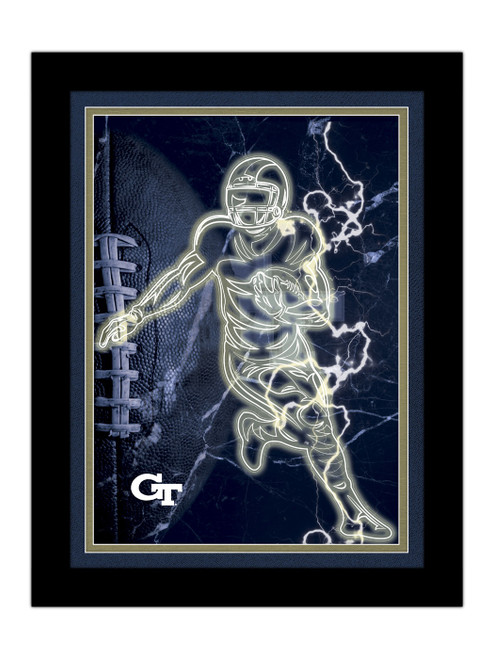 Georgia Tech Yellow Jackets Neon Player Framed 12" x 16" Sign
