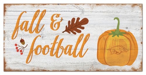 Arkansas Razorbacks Fall and Football 6" x 12" Wall Art