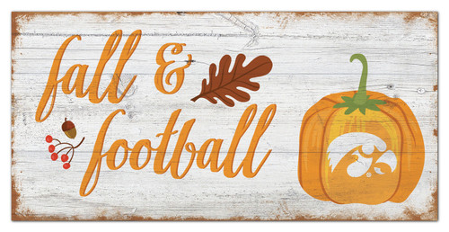 Iowa Hawkeyes Fall and Football 6" x 12" Wall Art