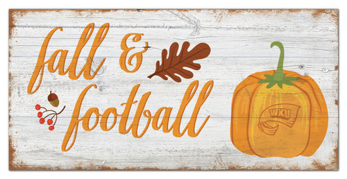 Western Kentucky Hilltoppers Fall and Football 6" x 12" Wall Art