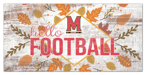 Maryland Terrapins Hello Football 6" x 12" Wall Art