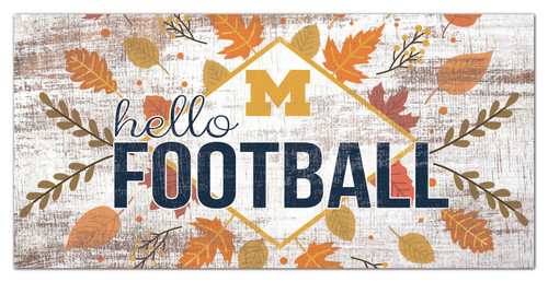 Michigan Wolverines Hello Football 6" x 12" Wall Art