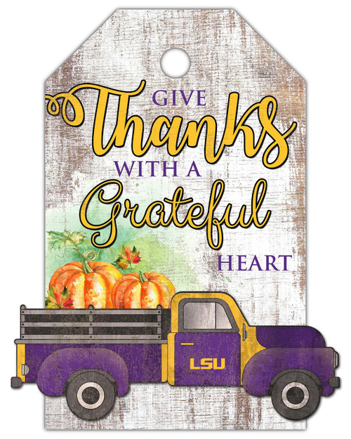 LSU Tigers Gift Tag and Truck 11" x 19" Sign