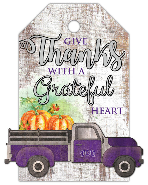 Texas Christian Horned Frogs Gift Tag and Truck 11" x 19" Sign