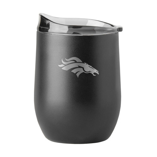Denver Broncos 16 oz. Powder Coat Black Etch Curved Beverage Glass