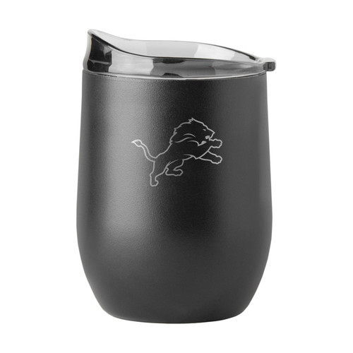 Detroit Lions 16 oz. Powder Coat Black Etch Curved Beverage Glass