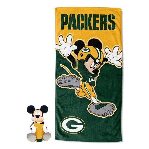 Green Bay Packers Mickey Mouse Splash Pillow & Towel