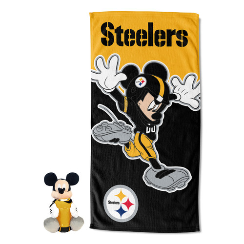 Pittsburgh Steelers Mickey Mouse Splash Pillow & Towel