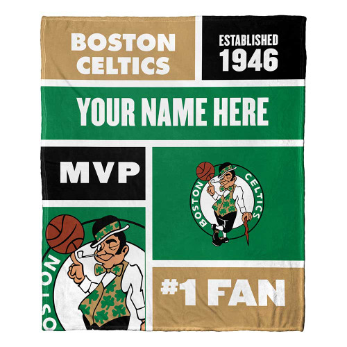 Boston Celtics Personalized Colorblock Silk Touch Throw Blanket