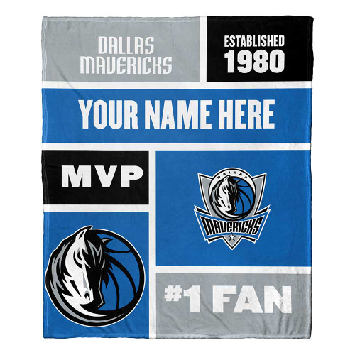 Dallas Mavericks Personalized Colorblock Silk Touch Throw Blanket