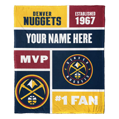 Denver Nuggets Personalized Colorblock Silk Touch Throw Blanket