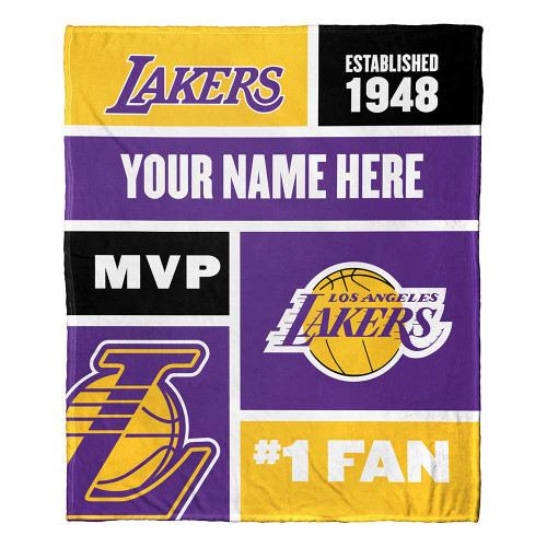 Los Angeles Lakers Personalized Colorblock Silk Touch Throw Blanket