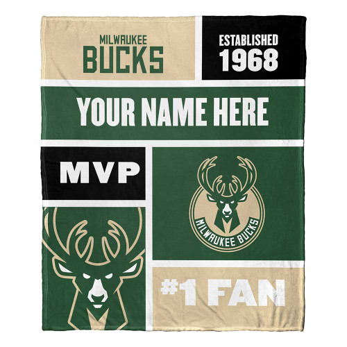 Milwaukee Bucks Personalized Colorblock Silk Touch Throw Blanket