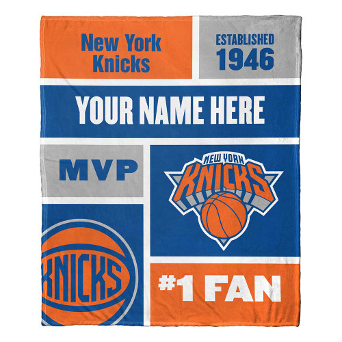 New York Knicks Personalized Colorblock Silk Touch Throw Blanket