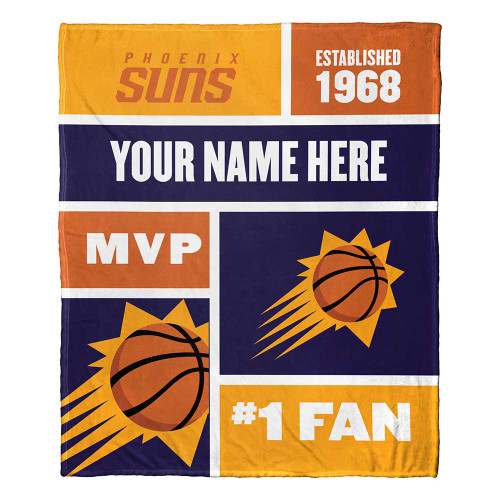 Phoenix Suns Personalized Colorblock Silk Touch Throw Blanket