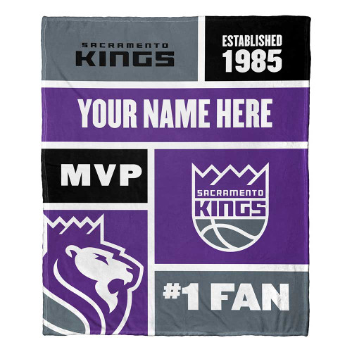Sacramento Kings Personalized Colorblock Silk Touch Throw Blanket
