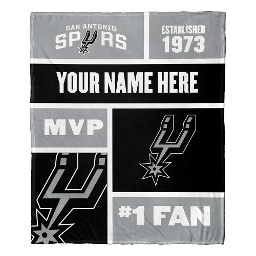 San Antonio Spurs Personalized Colorblock Silk Touch Throw Blanket