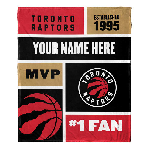 Toronto Raptors Personalized Colorblock Silk Touch Throw Blanket