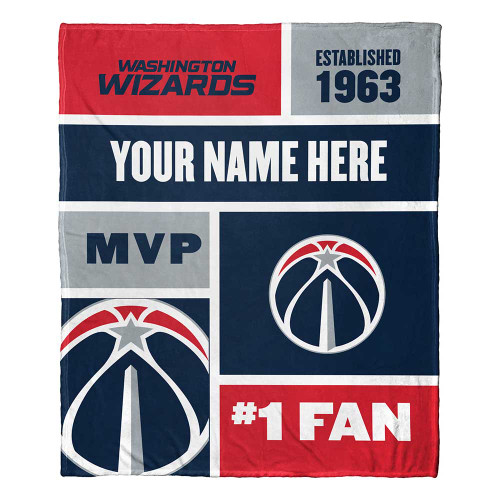 Washington Wizards Personalized Colorblock Silk Touch Throw Blanket