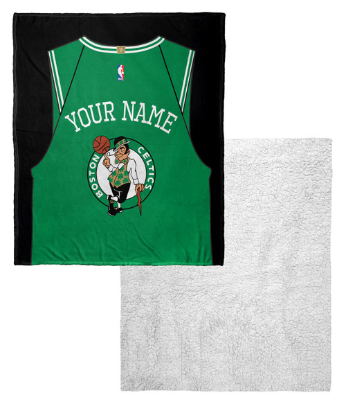 Boston Celtics Personalized Jersey Silk Touch Sherpa Throw Blanket