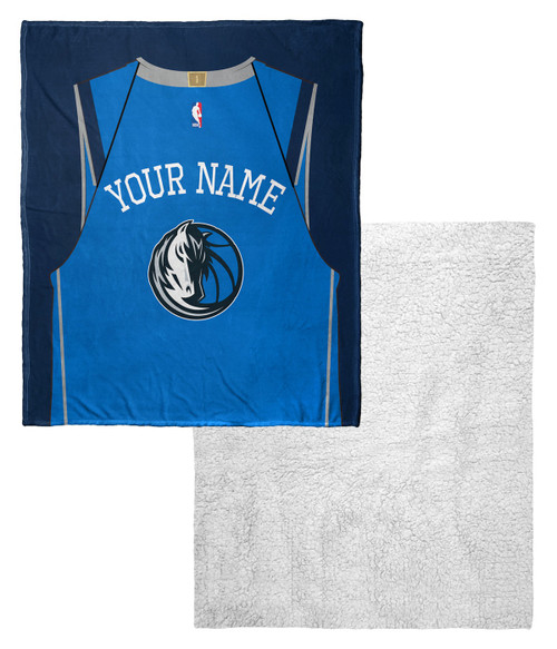 Dallas Mavericks Personalized Jersey Silk Touch Sherpa Throw Blanket
