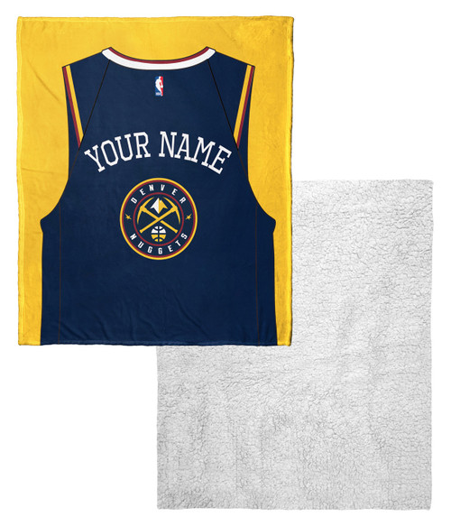 Denver Nuggets Personalized Jersey Silk Touch Sherpa Throw Blanket
