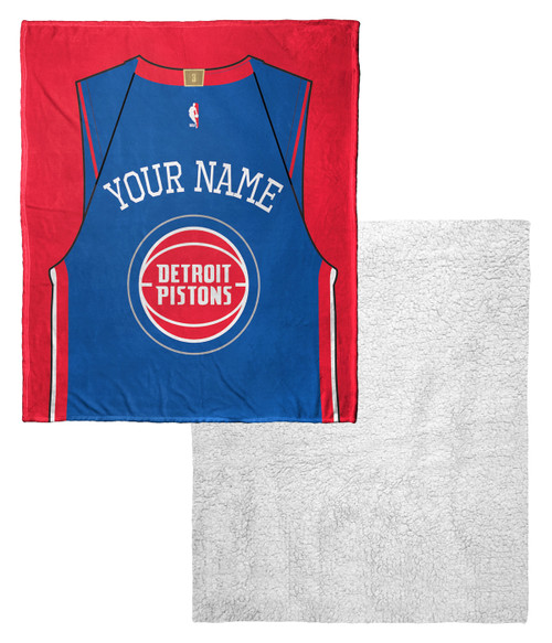 Detroit Pistons Personalized Jersey Silk Touch Sherpa Throw Blanket