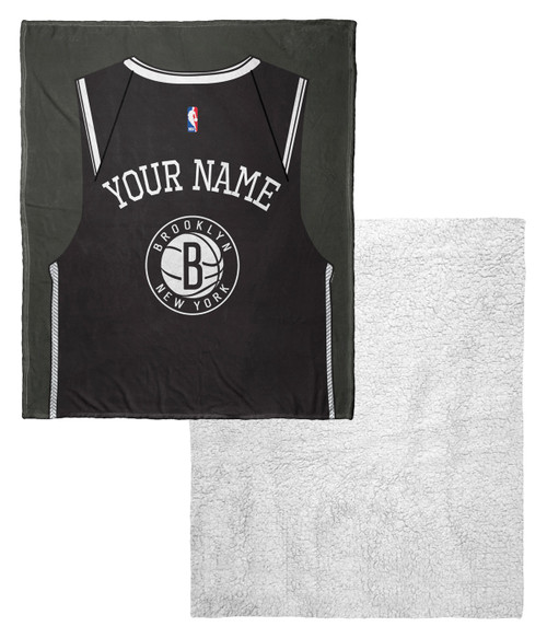 Brooklyn Nets Personalized Jersey Silk Touch Sherpa Throw Blanket
