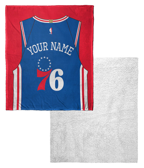 Philadelphia 76ers Personalized Jersey Silk Touch Sherpa Throw Blanket