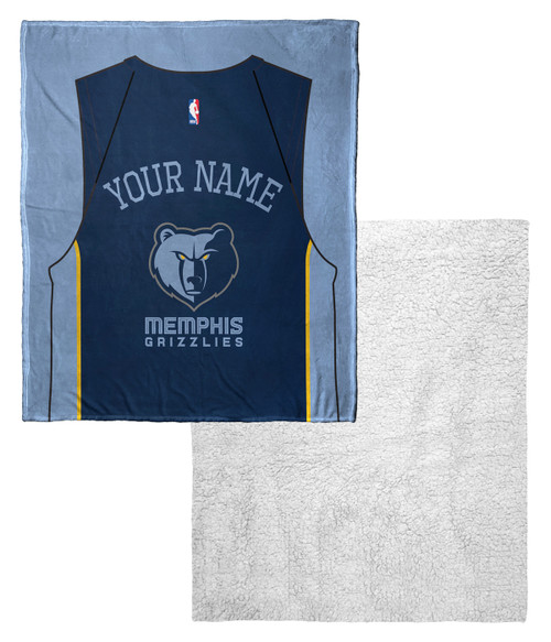 Memphis Grizzlies Personalized Jersey Silk Touch Sherpa Throw Blanket