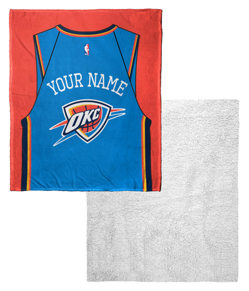 Oklahoma City Thunder Personalized Jersey Silk Touch Sherpa Throw Blanket