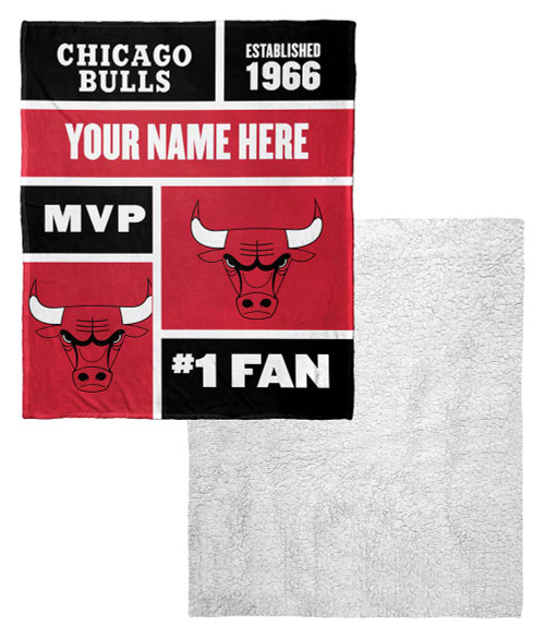 Chicago Bulls Personalized Colorblock Touch Sherpa Throw Blanket