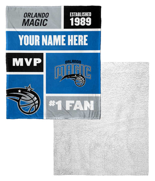 Orlando Magic Personalized Colorblock Touch Sherpa Throw Blanket