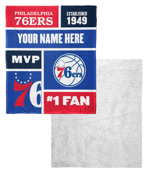 Philadelphia 76ers Personalized Colorblock Touch Sherpa Throw Blanket