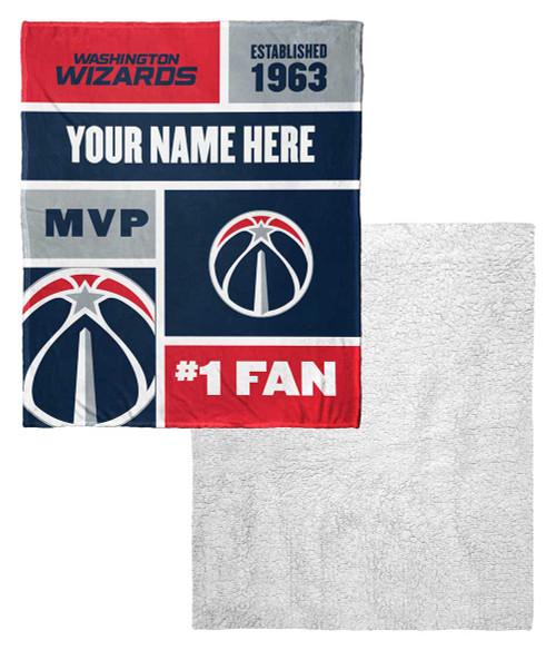 Washington Wizards Personalized Colorblock Touch Sherpa Throw Blanket