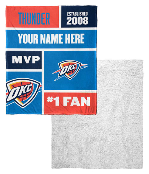 Oklahoma City Thunder Personalized Colorblock Touch Sherpa Throw Blanket